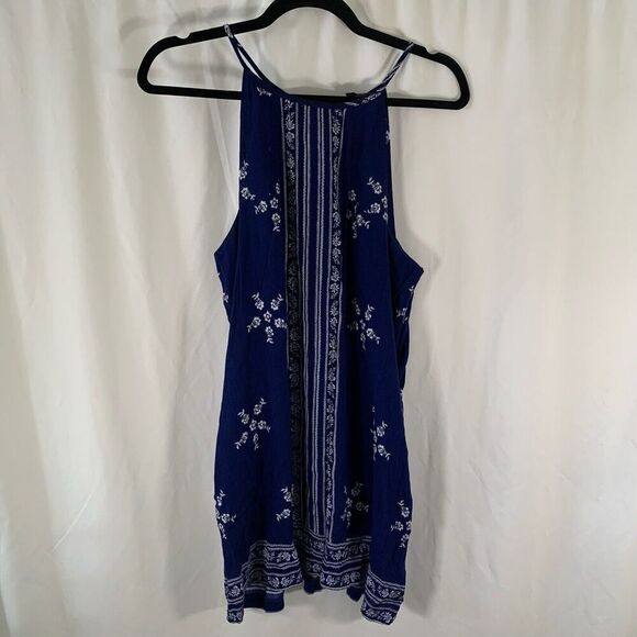 Lulus Mini Dress Women's Medium Blue Floral High Neck Sleeveless Pullover - Picture 1 of 7